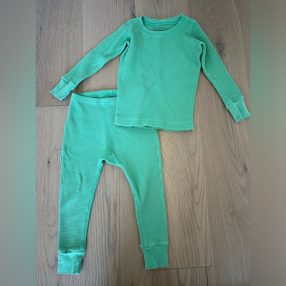 Noble Organic Waffle Pajama Set in Key Lime 3T